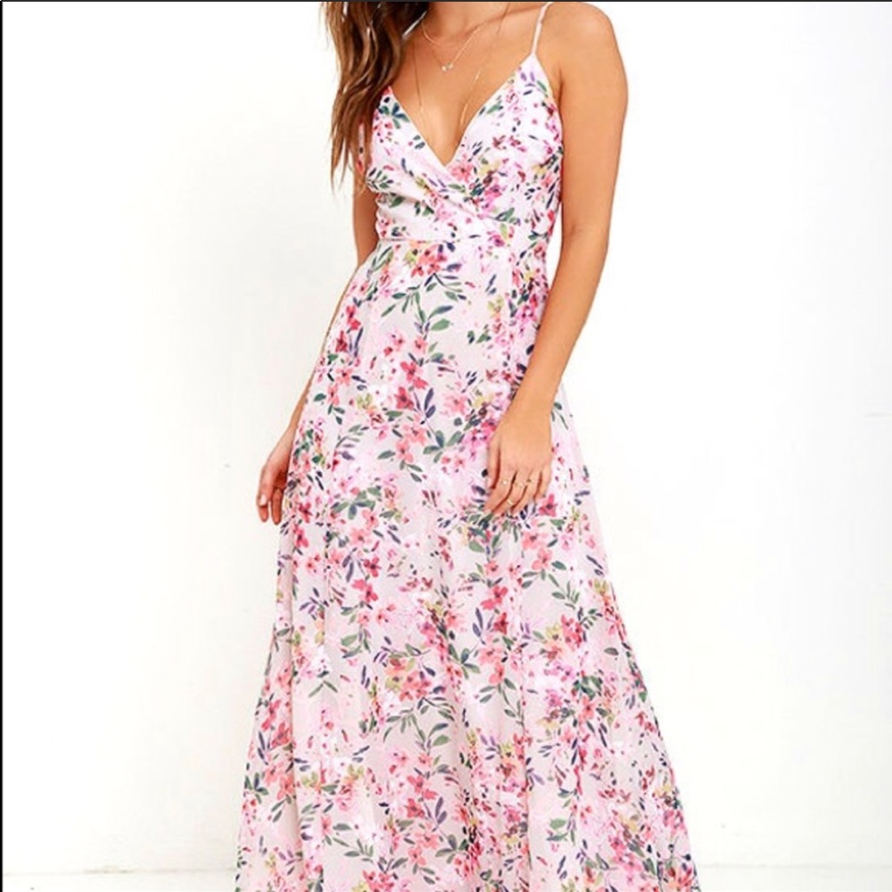 lulus light pink floral maxi dress